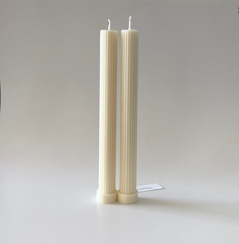 RIBBED COLUMN CANDLE SET